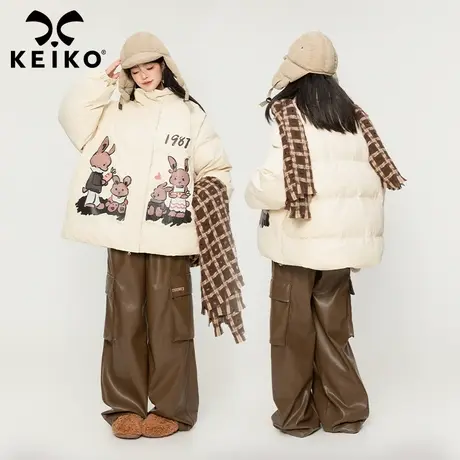 KEIKO [两穿可拆卸袖]卡通印花棉衣棉服23冬季加厚马甲背心面包服图片