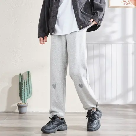 唐狮女运动裤抽绳束脚加绒秋冬新款裤子高腰ins休闲裤潮流宽松图片
