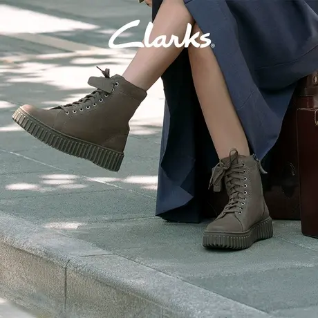 Clarks其乐Torhill Rise饼干鞋显瘦高帮轻弹缓震时装靴女商品大图