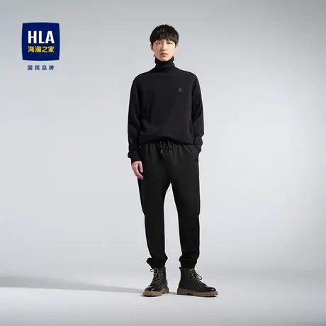 HLA/海澜之家松紧腰休闲裤2023夏简约纯色运动风干练透气裤子男商品大图