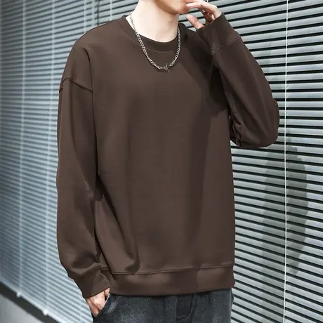 350g重磅套头卫衣男生春秋款宽松圆领长袖t恤纯色无帽休闲上衣服商品大图