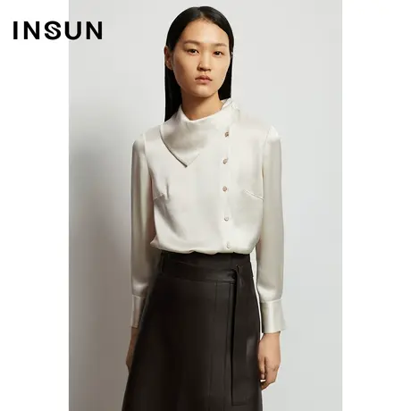 INSUN恩裳秋季半高领大气醋酸衬衫商品大图