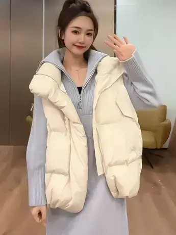 韩版宽松羽绒棉马甲棉服女外穿短款百搭马夹坎肩冬季加厚背心外套商品大图