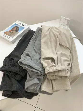 法式慵懒风垂感拖地糯米裤女抽绳高腰遮胯显瘦百搭休闲阔腿裤秋冬商品大图