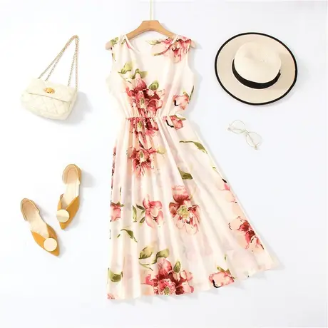 沙滩裙夏2023新款海边度假超仙海滩三亚雪纺长裙波西米亚连衣裙女商品大图