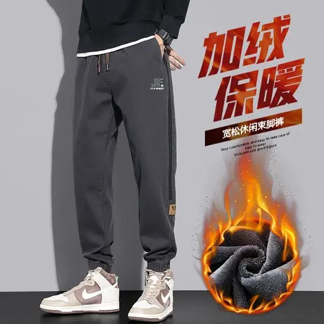 秋冬季潮牌哈伦工装裤男士加绒加厚休闲裤子男款冬裤2024新款男装商品大图