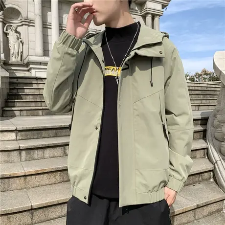 冬季日系潮牌工装夹克连帽男2021春秋潮流休闲百搭宽松冲锋衣外套商品大图