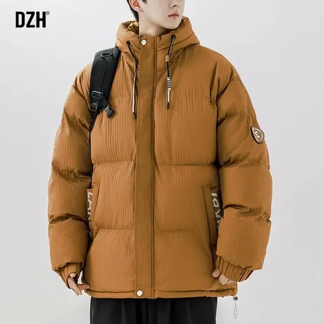 男生咖啡色棉衣外套男冬季加厚潮牌连帽棉服男款2023新款休闲袄子商品大图