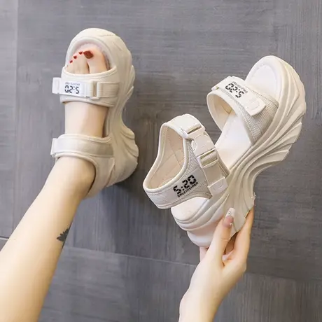 运动凉鞋女2023年夏季新款沙滩休闲鞋子松糕厚底爆款高跟软底增高商品大图