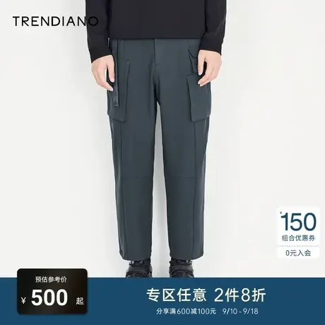TRENDIANO官方男装冬季新款斜纹色纺休闲长裤男商品大图