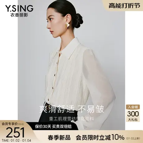 白色剪花雪纺衬衫女士2024年早春季新款超好看高级感轻奢法式上衣图片