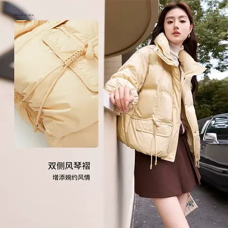 【直播间】香影黄色羽绒服女短款2023冬季新款甜美白鸭绒宽松商品大图