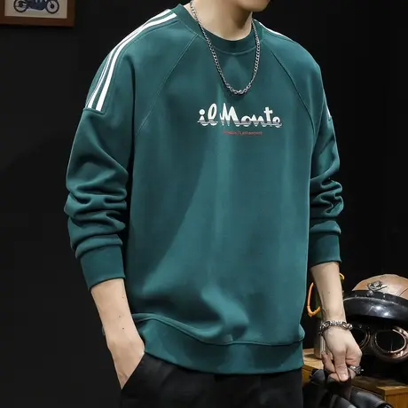 潮牌条纹拼接卫衣男春秋款男款衣服春季2024新款男士长袖男装大码商品大图