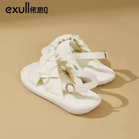 依思q法式凉鞋女款2024今年夏季新款洋气仙女松糕软底一字带女鞋商品大图