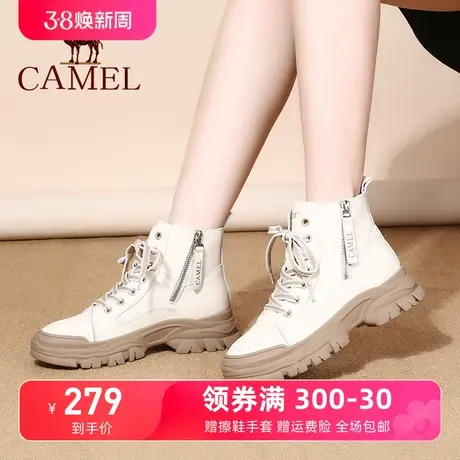 骆驼女鞋春冬季新款运动休闲鞋真皮高帮鞋厚底马丁靴ins潮女鞋商品大图