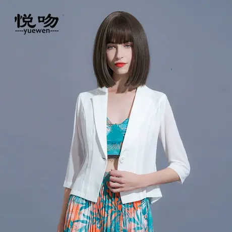 短款西装外套女2023新款高级七分袖雪纺小西装夏百搭薄款西服外搭图片