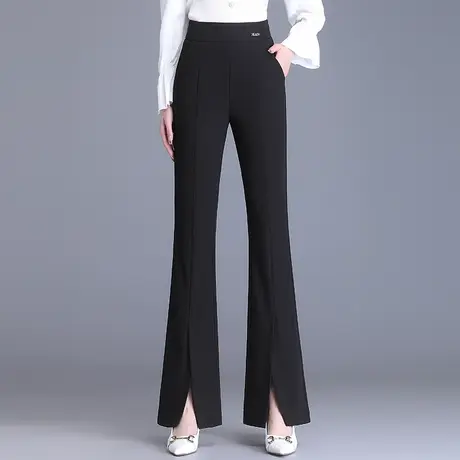 黑色开叉喇叭裤女秋季2023新款高腰垂感微喇西装裤显瘦长裤休闲裤商品大图