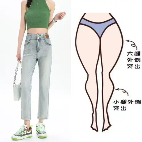 浅色高腰直筒牛仔裤女春秋季2023年新款梨形身材显瘦阔腿烟管裤子图片