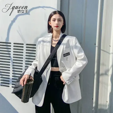白色西装外套女2023秋季新款韩版宽松廓形高级感休闲短袖小西服潮图片