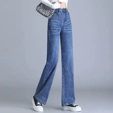 高腰阔腿牛仔裤女2023新款春秋蓝色休闲直筒宽松显瘦拖地裤潮ins商品大图