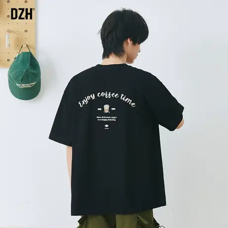 男士美式重磅t恤男夏季潮牌纯棉男装2023年新款半袖上衣黑色短袖商品大图