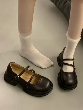 圆头百搭厚底小皮鞋女英伦风2023新款夏季复古法式玛丽珍鞋单鞋子商品大图