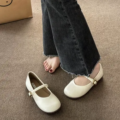 永希单鞋女夏季2023年新款仙女风平底防滑孕妇鞋浅口一脚蹬豆豆鞋商品大图