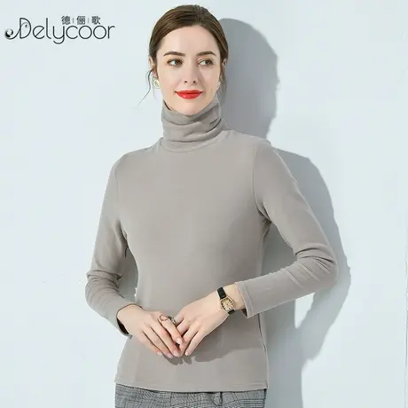 2023新款德绒打底衫女秋冬堆堆领内搭保暖上衣修身百搭磨毛小衫潮商品大图