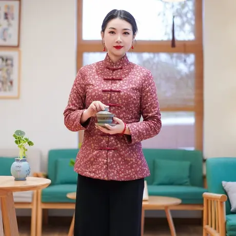 筠雅唐装女冬棉袄加厚保暖旗袍棉衣棉服改良茶服女中式女装23J741商品大图