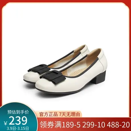 红蜻蜓单鞋女2024春季新款真皮软底职业皮鞋通勤低跟中老年妈妈鞋商品大图