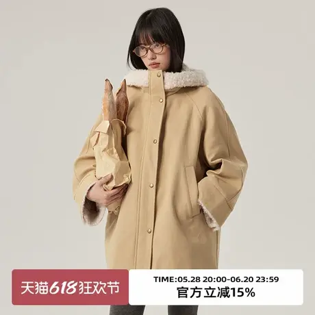 omont蛋挞家复古巴恩风工装派克服冬季加厚保暖连帽棉服棉衣商品大图