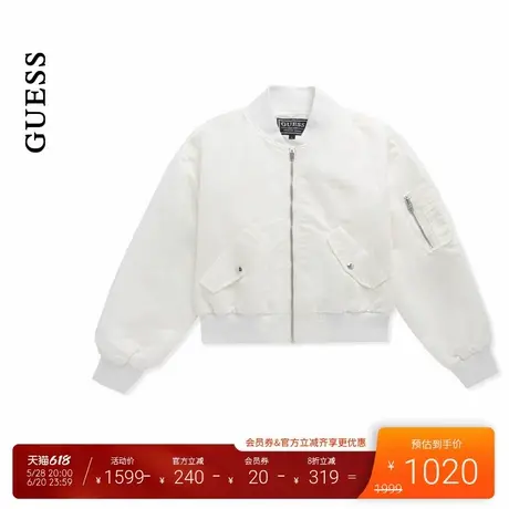 GUESS25年新款春季女士简约口袋装饰棒球领休闲夹克外套-YP1W1880商品大图