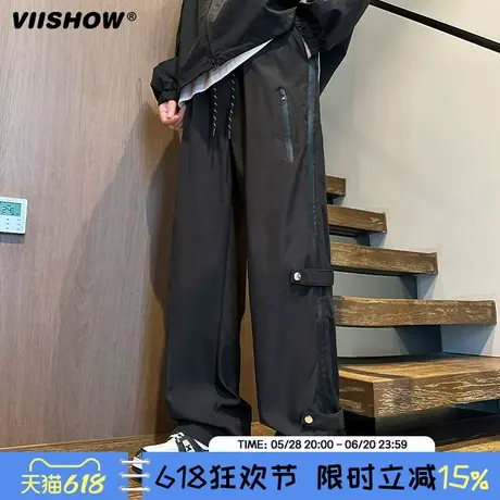 VIISHOW冲锋裤男春季新款登山裤美式工装运动高街直筒休闲裤子商品大图