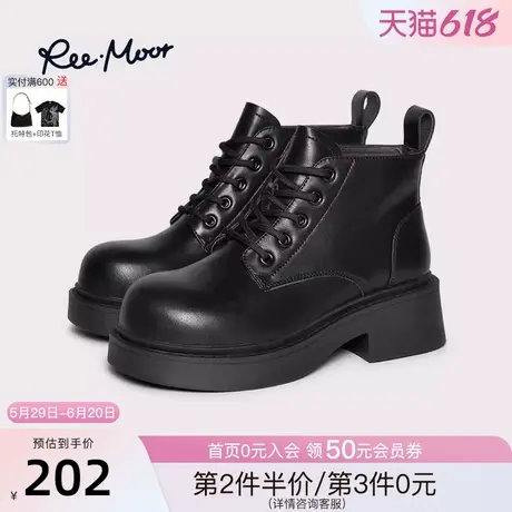 REEMOOR睿慕2024冬季新款厚底增高马丁靴英伦风显瘦休闲短靴女款图片