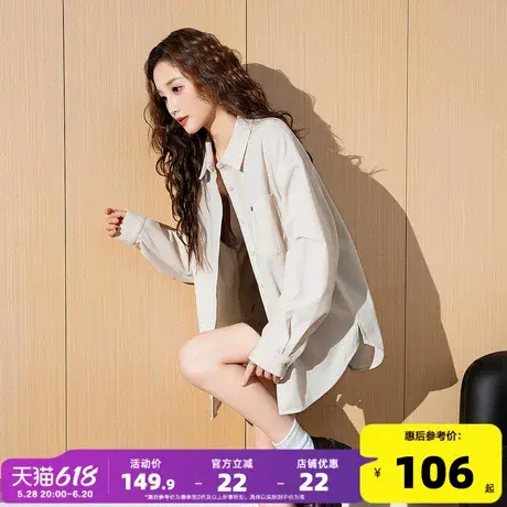 唐狮2025春秋新款长袖衬衫女早春薄款灯芯绒设计感衬衫外套内搭图片