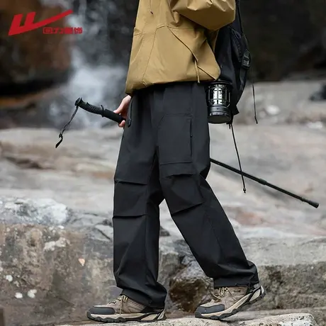 回力工装裤男春秋季2025新款防风伞兵裤宽松休闲运动登山冲锋裤子商品大图