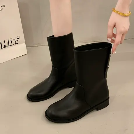 法式短筒马丁靴女2025年新款秋季配裙子百搭靴子英伦风时尚骑士靴商品大图