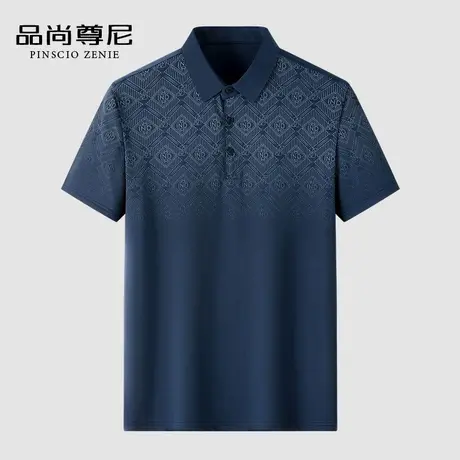 【凉感冰丝】中老年男短袖T恤复古印花舒适顺滑POLO衫夏季爸爸装商品大图