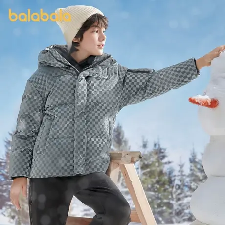 巴拉巴拉儿童羽绒服2025新款冬装小大童连帽皮面外套加厚保暖棉服商品大图