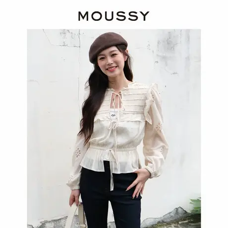 MOUSSY 甜美淑女风正反两穿浪漫田园风长袖衬衫女010GA630-6870商品大图