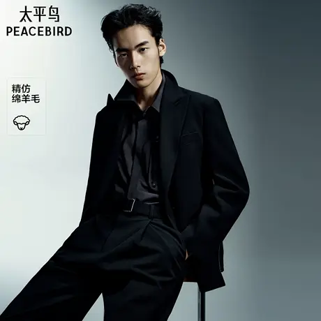 【商场同款】太平鸟男装 休闲西服甄选羊毛混纺通勤西服B1BAF3338图片