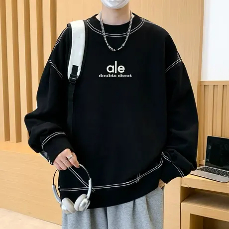 青少年潮牌长袖T恤男士韩版潮流时尚休闲印花明辑线学生套头卫衣商品大图
