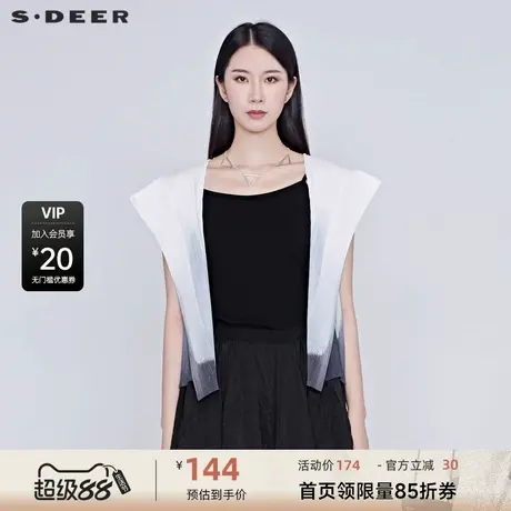 sdeer圣迪奥女装新品水墨印染肌理无袖上衣S20280440商品大图