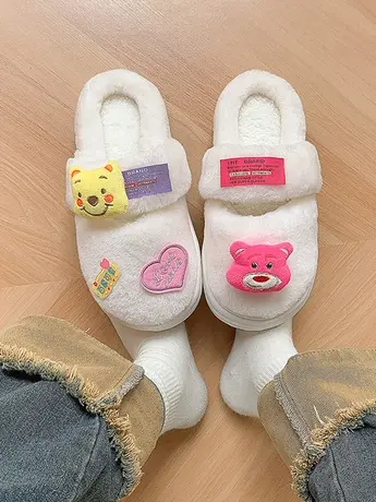 网红毛毛鞋女款秋冬季毛茸茸配裙子棉拖鞋女生加绒保暖可爱包头拖商品大图