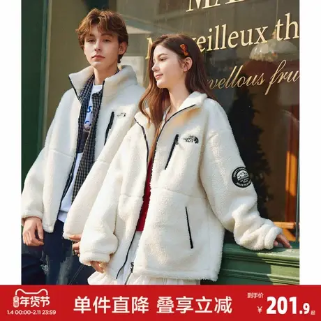 唐狮2026秋冬季情侣加厚外套短款仿羊羔毛立领简约风开衫外套保暖图片