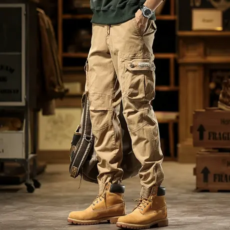 美式复古工装裤男户外耐磨裤子男款纯色工装裤休闲裤男款工装裤商品大图