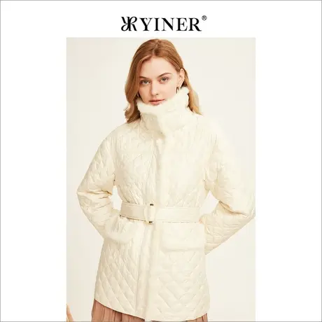 【摩登中式】YINER音儿专柜女装2022冬季新款水貂毛边拼接羽绒服商品大图