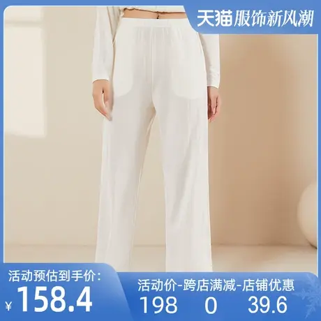 桑蚕丝亚麻空调裤2025秋新款真丝针织透气直筒家居裤休闲简约裤子商品大图