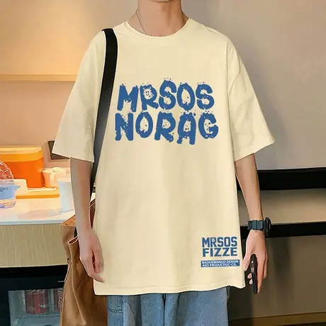 vintage短袖T恤男夏季美式潮牌2024新款男装体恤港风宽松纯棉上衣商品大图