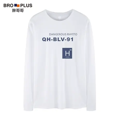 胖哥哥胖子长袖T恤大码男宽松印花圆领打底衫加肥加大男装长袖图片